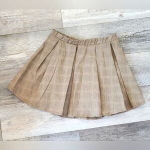 May Pink Junior Girls Tan/Brown Pleated Pleated Mini Skirt